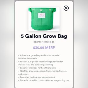 5 gallon grow bag